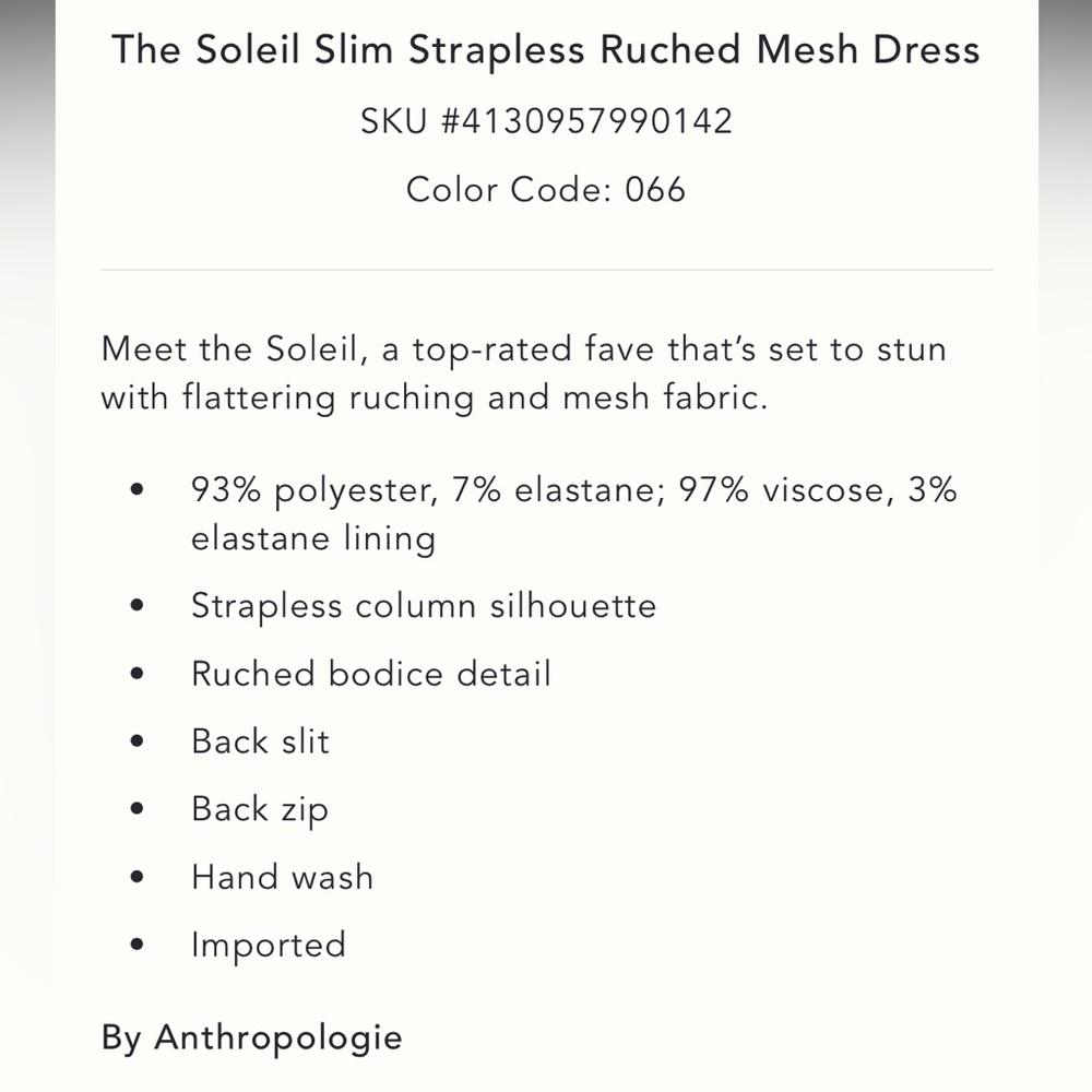 ✨ Anthropologie Soleil Slim Strapless Ruched Mesh Dress Sz XL - Picture 10 of 10